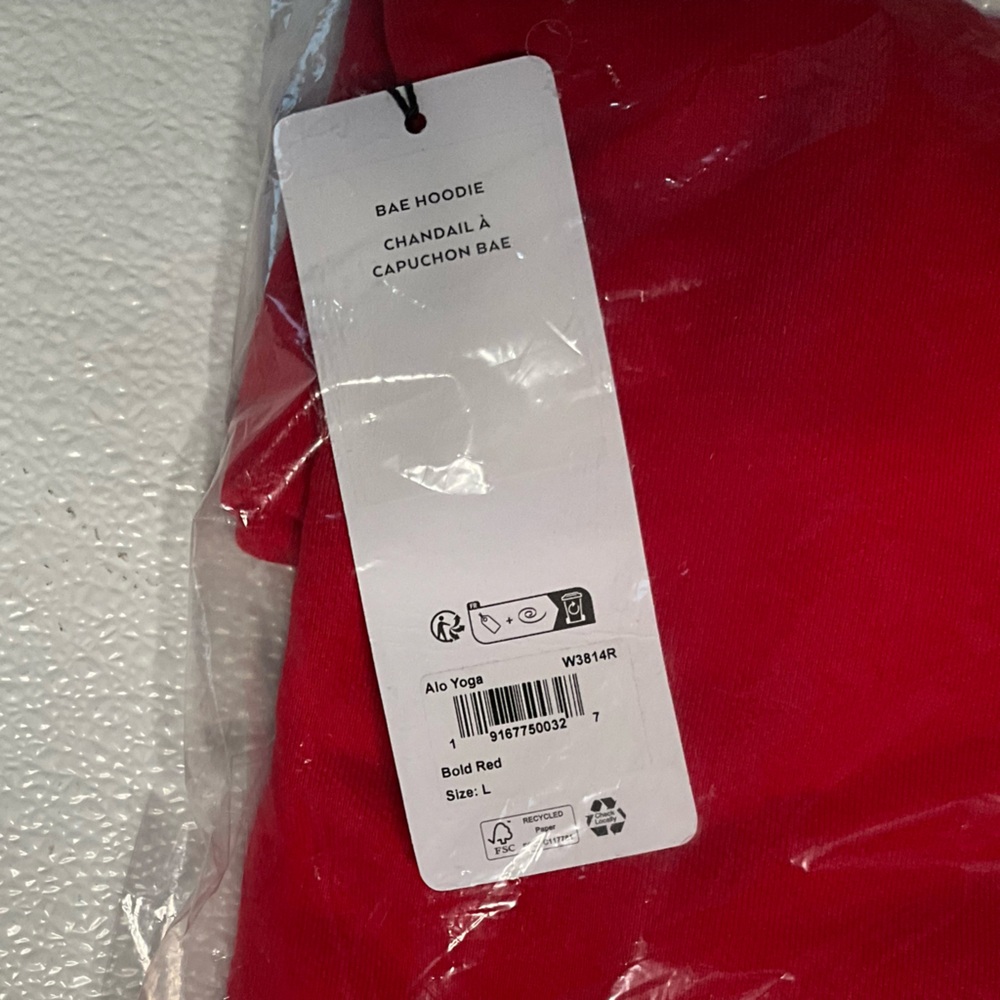 NWT Alo Yoga Bae Hoodie‎ In Bold Red LIMITED EDITION RARE Size Large - Picture 6 of 7